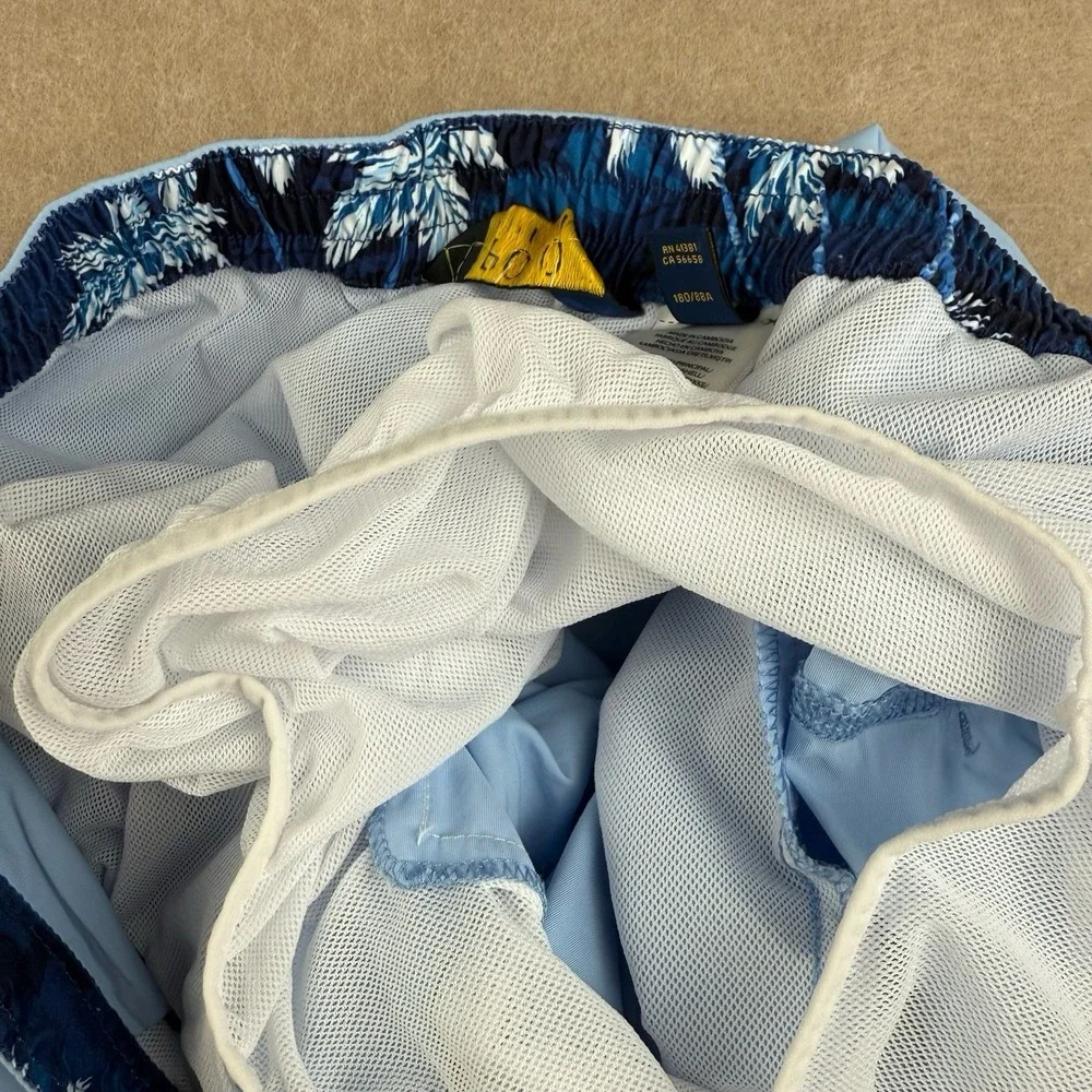 Polo Ralph Lauren Swimwear Men's L Blue Board Shorts Mesh Liner Cargo Drawstring